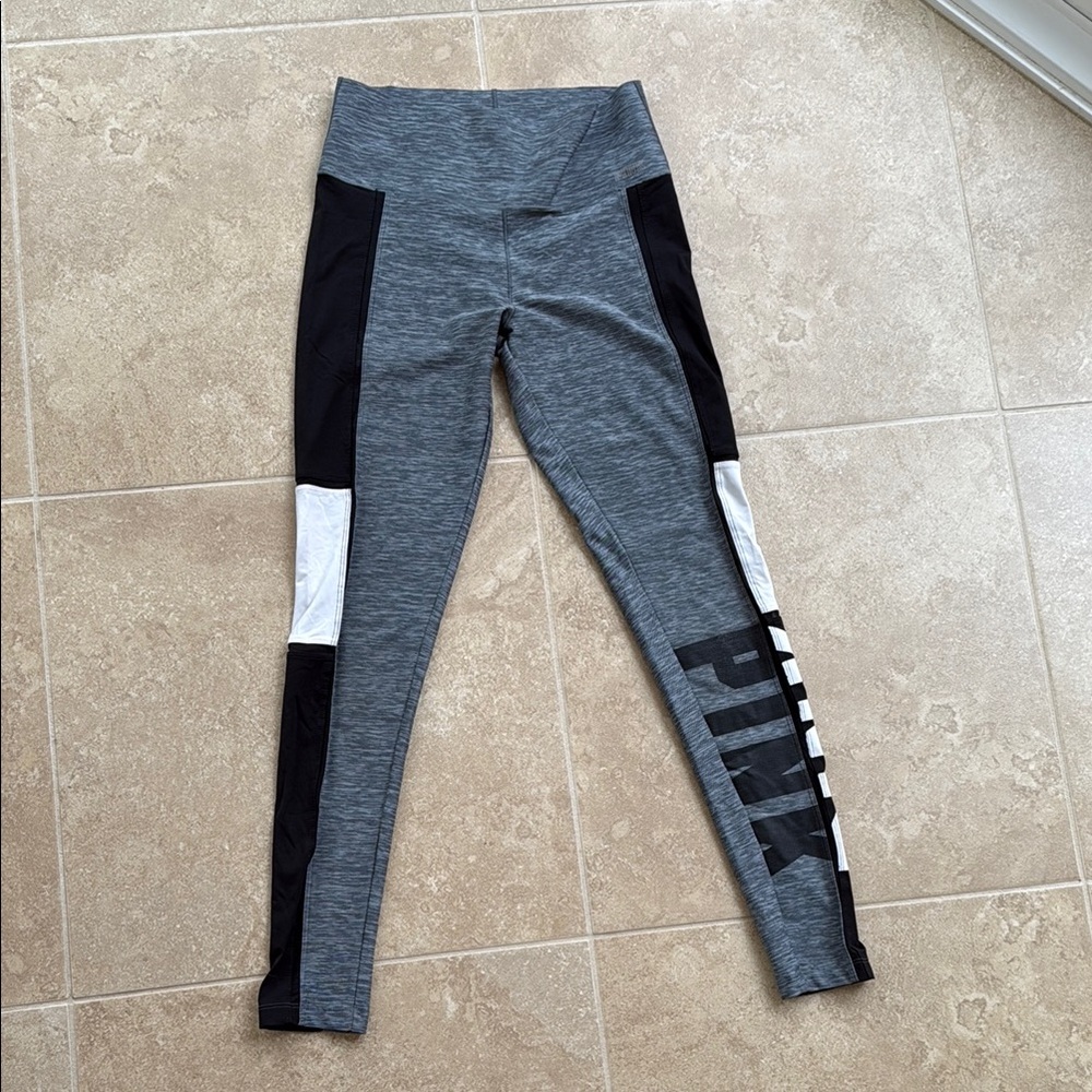 PINK Gray and Black Leggings